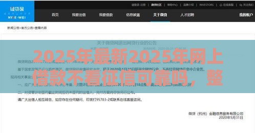 2025年最新2025年网上借款不看征信可靠吗，整理五个网贷借款平台好