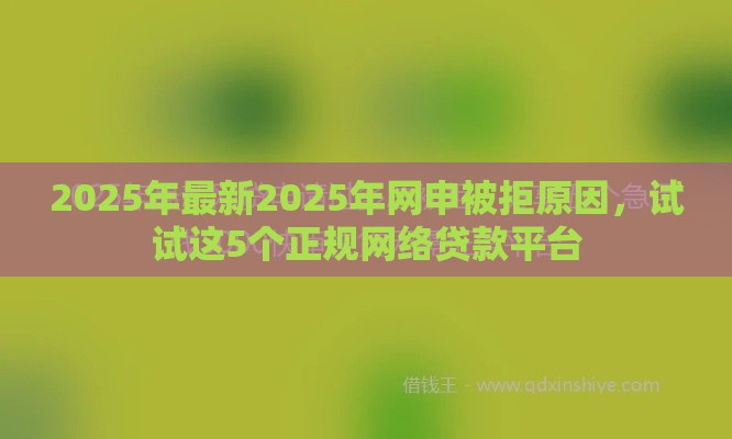 2025年最新2025年网申被拒原因，试试这5个正规网络贷款平台