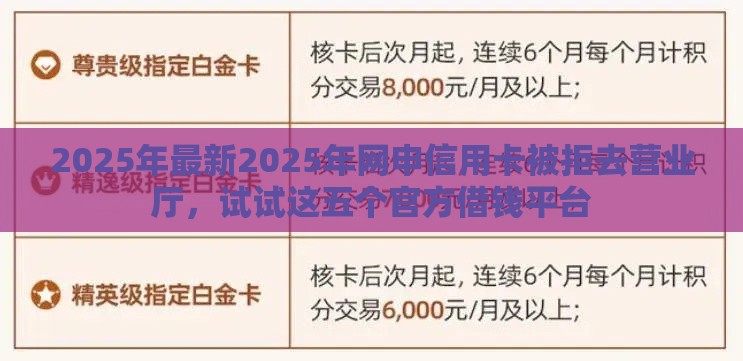 2025年最新2025年网申信用卡被拒去营业厅，试试这五个官方借钱平台