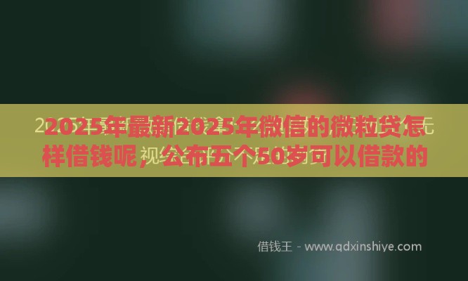 2025年最新2025年微信的微粒贷怎样借钱呢，公布五个50岁可以借款的网贷平台