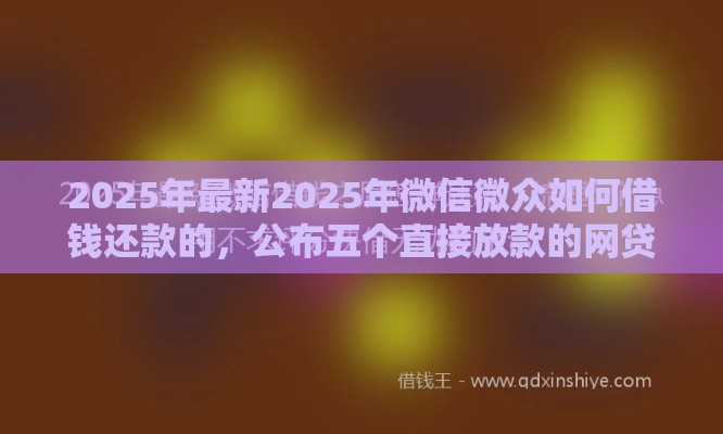 2025年最新2025年微信微众如何借钱还款的，公布五个直接放款的网贷平台