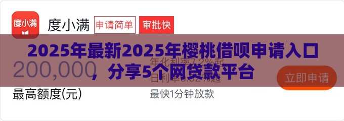 2025年最新2025年樱桃借呗申请入口，分享5个网贷款平台