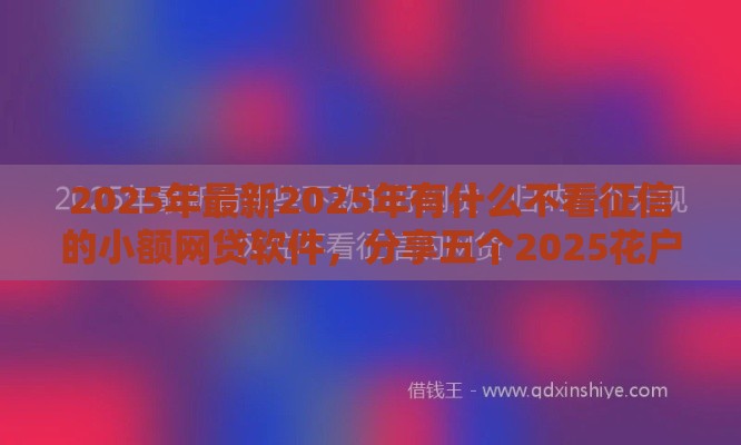 2025年最新2025年有什么不看征信的小额网贷软件，分享五个2025花户风控必过的口子论坛