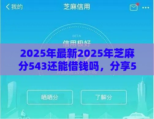 2025年最新2025年芝麻分543还能借钱吗，分享5个17岁学生贷款平台