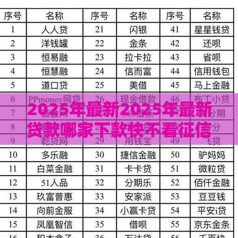 2025年最新2025年最新贷款哪家下款快不看征信，推荐5个网贷容易下款的平台