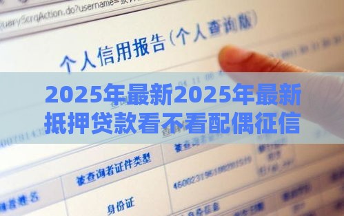 2025年最新2025年最新抵押贷款看不看配偶征信，梳理五个好的贷款平台利息低