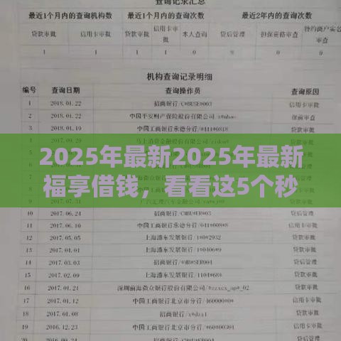2025年最新2025年最新福享借钱，看看这5个秒下款的贷款平台