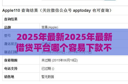 2025年最新2025年最新借贷平台哪个容易下款不看征信不看负债，公布五个借钱利息低的平台