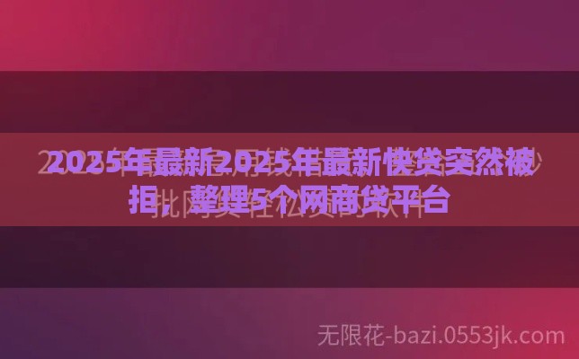 2025年最新2025年最新快贷突然被拒，整理5个网商贷平台