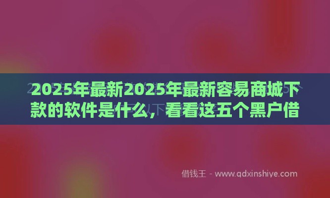 2025年最新2025年最新容易商城下款的软件是什么，看看这五个黑户借钱最好下款平台