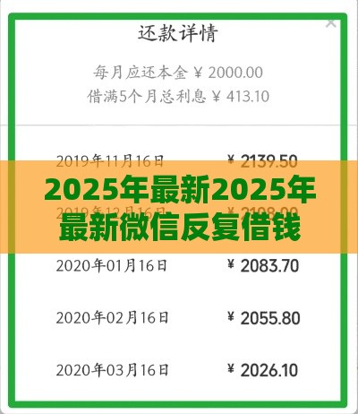 2025年最新2025年最新微信反复借钱怎么办理还款，梳理五个平台贷款利息最低