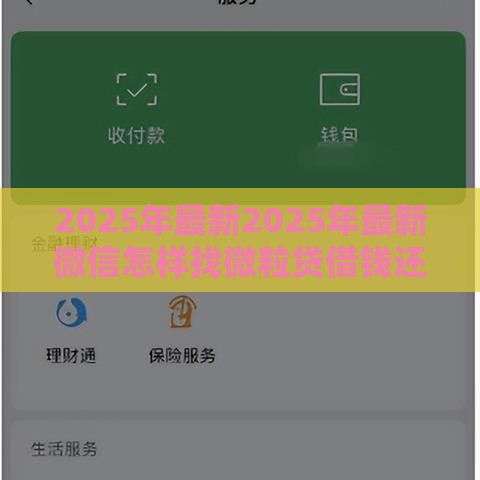 2025年最新2025年最新微信怎样找微粒贷借钱还款，公布5个容易借钱的小额平台