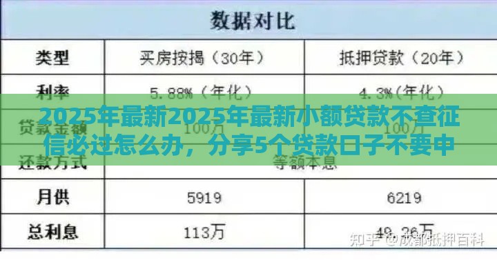 2025年最新2025年最新小额贷款不查征信必过怎么办，分享5个贷款口子不要中介求推荐