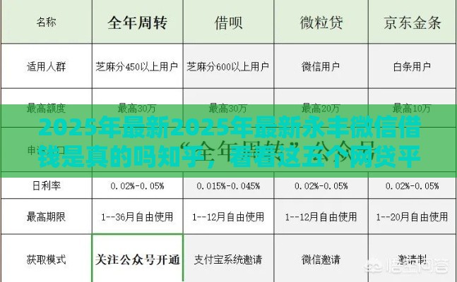 2025年最新2025年最新永丰微信借钱是真的吗知乎，看看这五个网贷平台哪家好