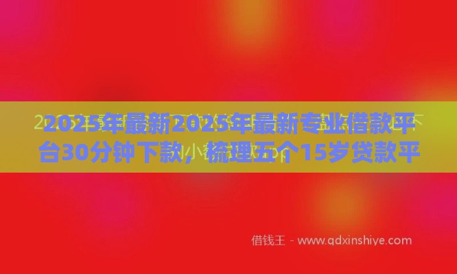 2025年最新2025年最新专业借款平台30分钟下款，梳理五个15岁贷款平台