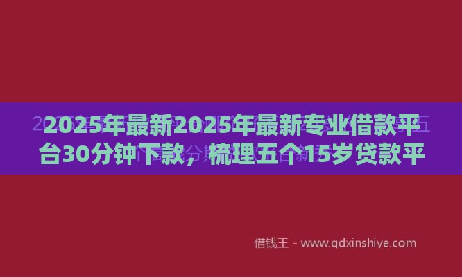 2025年最新2025年最新专业借款平台30分钟下款，梳理五个15岁贷款平台