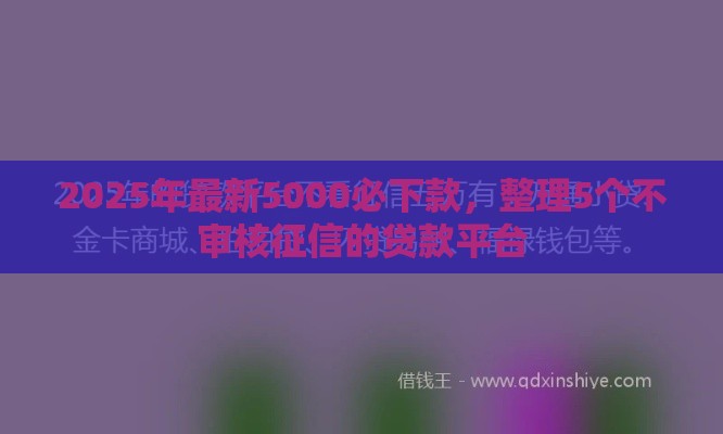2025年最新5000必下款，整理5个不审核征信的贷款平台