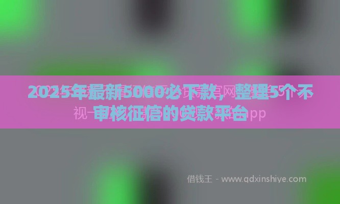 2025年最新5000必下款，整理5个不审核征信的贷款平台