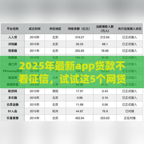 2025年最新app贷款不看征信，试试这5个网贷好过的平台
