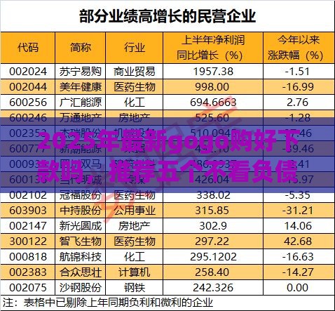 2025年最新gogo购好下款吗，推荐五个不看负债的贷款平台