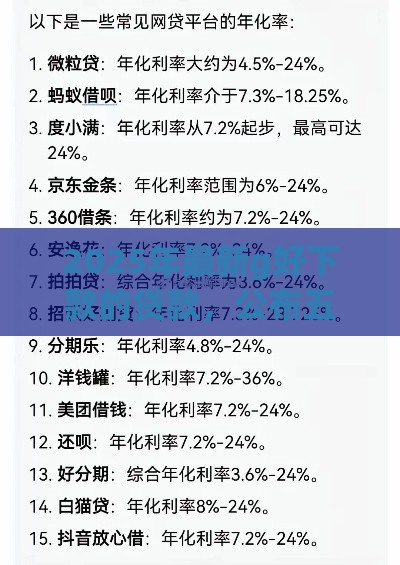 2025年最新g好下款的贷款，公布五个网贷比较正规的平台
