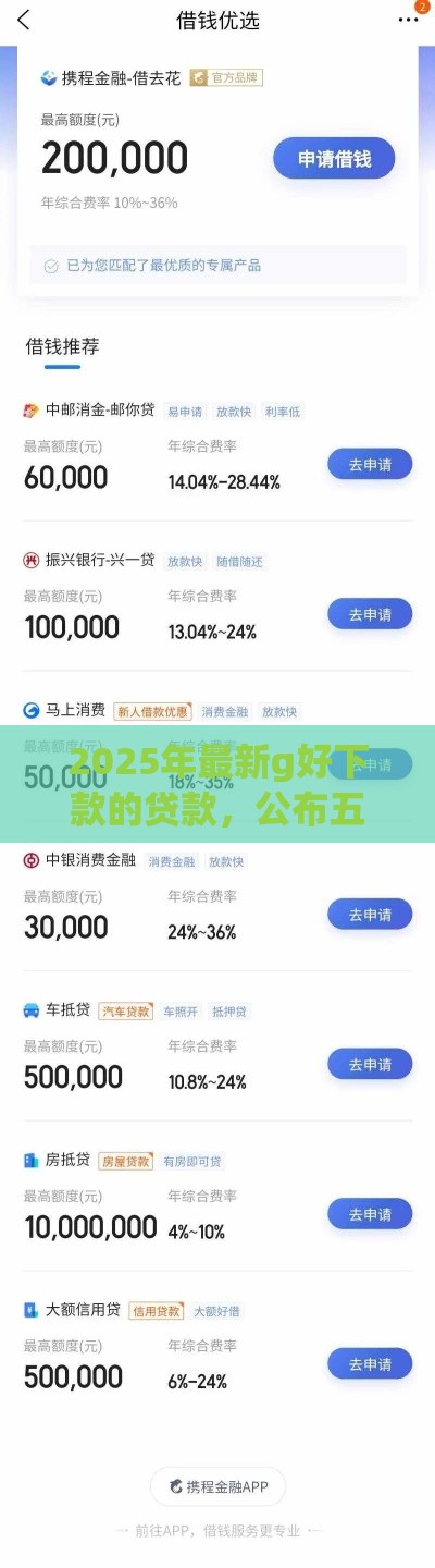2025年最新g好下款的贷款，公布五个网贷比较正规的平台