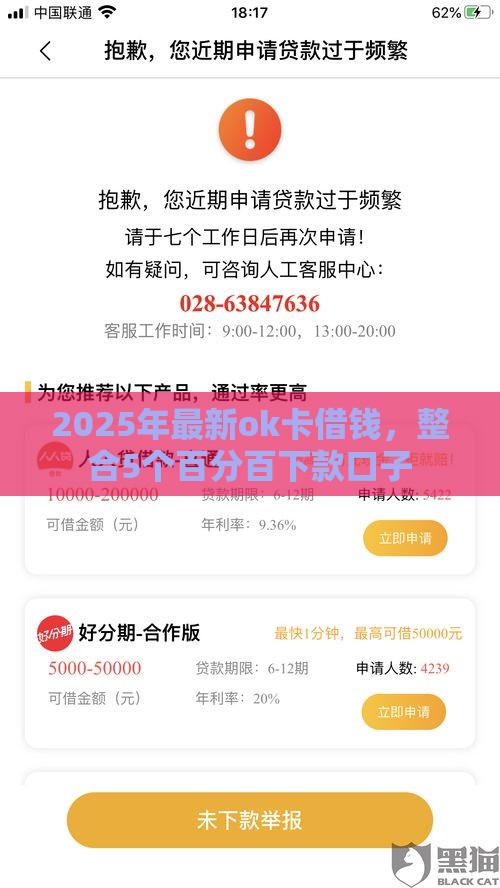 2025年最新ok卡借钱，整合5个百分百下款口子