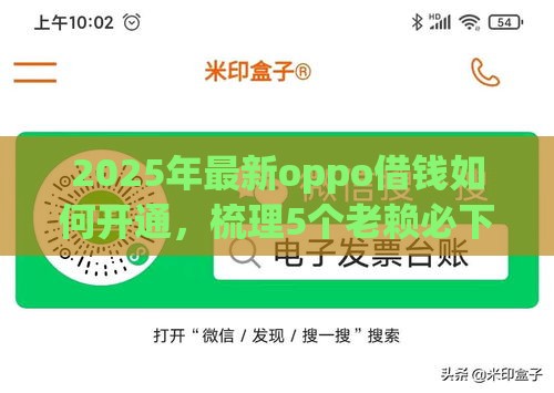 2025年最新oppo借钱如何开通，梳理5个老赖必下口子