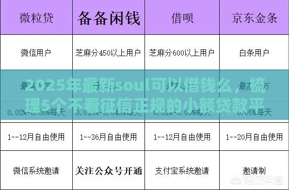 2025年最新soul可以借钱么，梳理5个不看征信正规的小额贷款平台