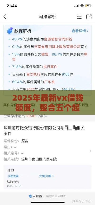 2025年最新vx借钱额度，整合五个起诉网贷平台