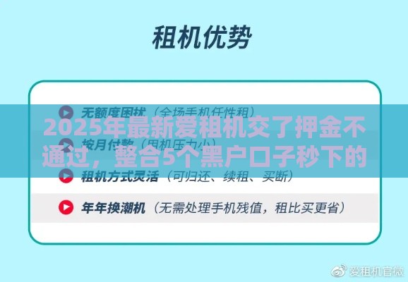2025年最新爱租机交了押金不通过，整合5个黑户口子秒下的