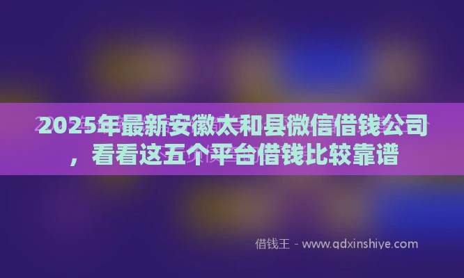 2025年最新安徽太和县微信借钱公司，看看这五个平台借钱比较靠谱