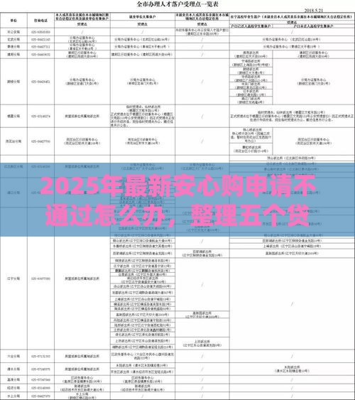 2025年最新安心购申请不通过怎么办，整理五个贷款平台不用人脸识别
