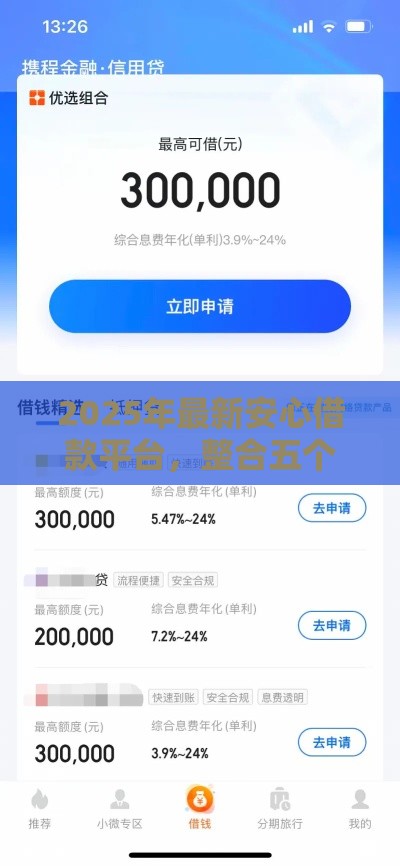 2025年最新安心借款平台，整合五个互联网金融网贷平台