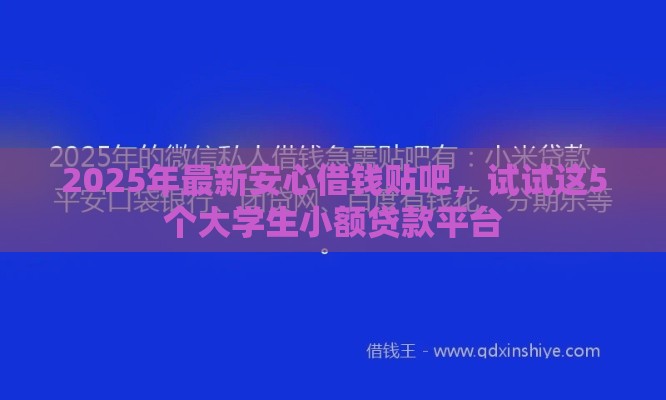 2025年最新安心借钱贴吧，试试这5个大学生小额贷款平台