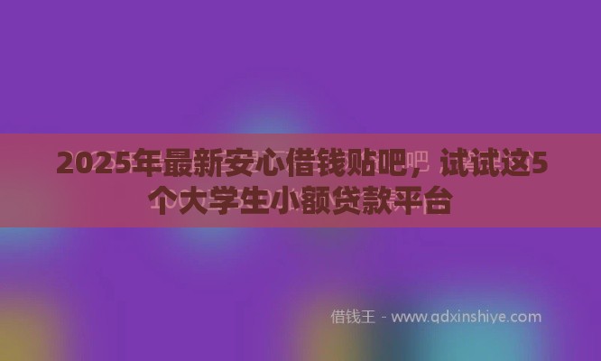 2025年最新安心借钱贴吧，试试这5个大学生小额贷款平台
