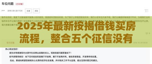 2025年最新按揭借钱买房流程，整合五个征信没有逾期,查询花了,能贷款的平台