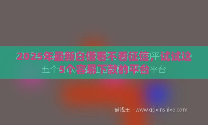 2025年最新白借看不看征信，试试这5个容易下款的平台