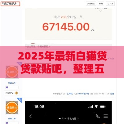 2025年最新白猫贷贷款贴吧，整理五个17周岁贷款平台
