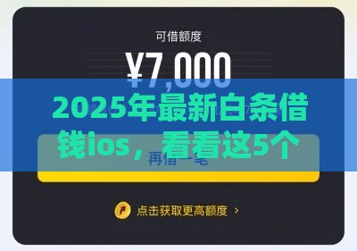 2025年最新白条借钱ios，看看这5个借款平台不看负债容易借钱