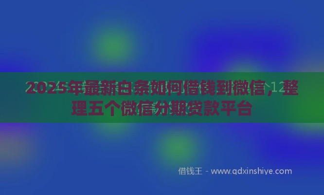 2025年最新白条如何借钱到微信，整理五个微信分期贷款平台