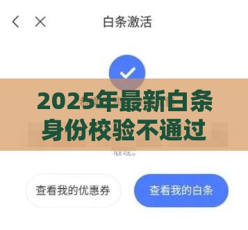 2025年最新白条身份校验不通过，试试这五个个体户贷款平台