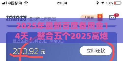 2025年最新百度备用金14天，整合五个2025高炮双黑逾期必下款口子