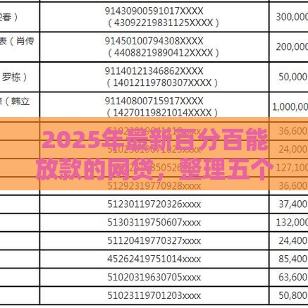 2025年最新百分百能放款的网贷，整理五个二手车贷款平台好