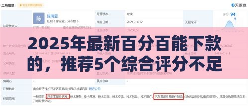 2025年最新百分百能下款的，推荐5个综合评分不足可以在平台借到钱