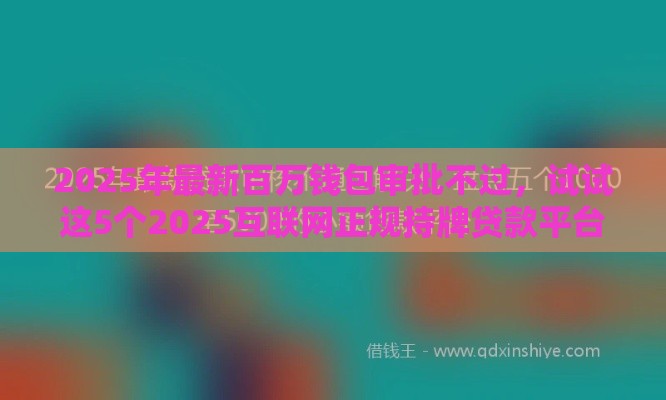 2025年最新百万钱包审批不过,试试这5个2025互联网正规持牌贷款平台 2025年最新百万钱包审批不过,试试这5个2025互联网正规持牌贷款平台