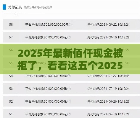 2025年最新佰仟现金被拒了，看看这五个2025专门给黑户放款的平台
