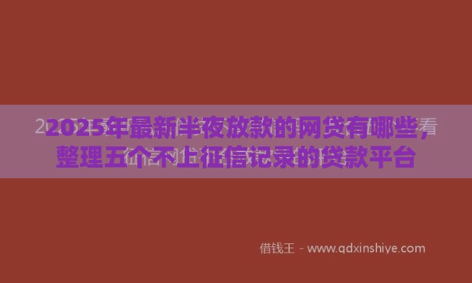 2025年最新半夜放款的网贷有哪些，整理五个不上征信记录的贷款平台