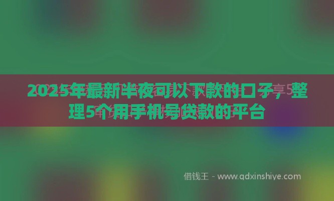 2025年最新半夜可以下款的口子，整理5个用手机号贷款的平台