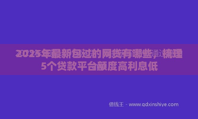 2025年最新包过的网贷有哪些，梳理5个贷款平台额度高利息低